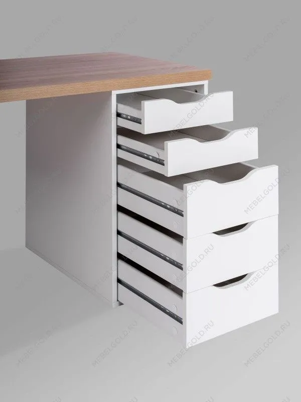 Стол письменный Ингар, 5 ящиков, 140х75х55 см, белый, столешница дуб беленый | изображение 10