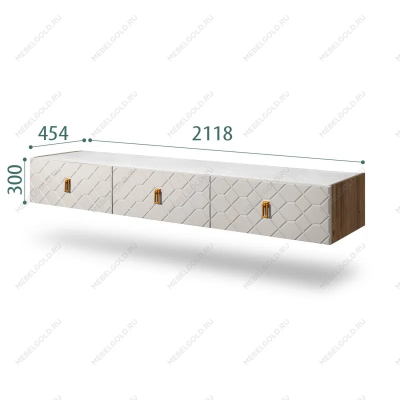 Тумба телевизионная 2.1м Bogemia Woodline Fly Fa (Шелк) (Novabuk/Золото) БМТ-2