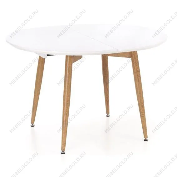 Стол обеденный Halmar CALIBER раскладной (белый матовый/дуб сан ремо)