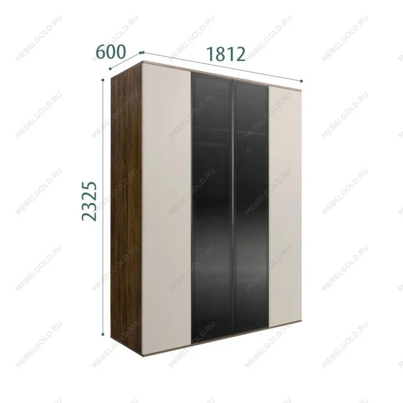 Шкаф 4-х дв. Bogemia Woodline Air (Шелк/Черный) БМШ2/42(2)