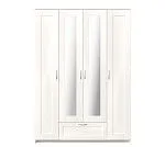 БРИМНЭС / СИРИУС Шкаф четырёхдверный ИКЕА / IKEA белый с одним выдвижным ящиком и двумя зеркалами | изображение 1