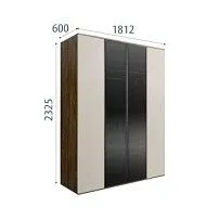 Шкаф 4-х дв. с ящиками Bogemia Woodline Air (Шелк/Черный) БМШ2/42(2)