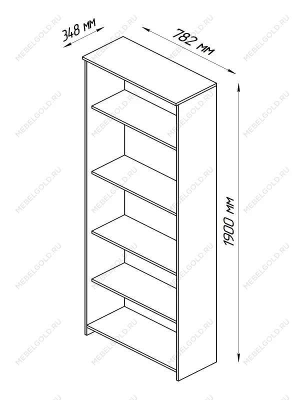 Стеллаж Сириус, 5 полок, 78х35х190 см, белый | изображение 5