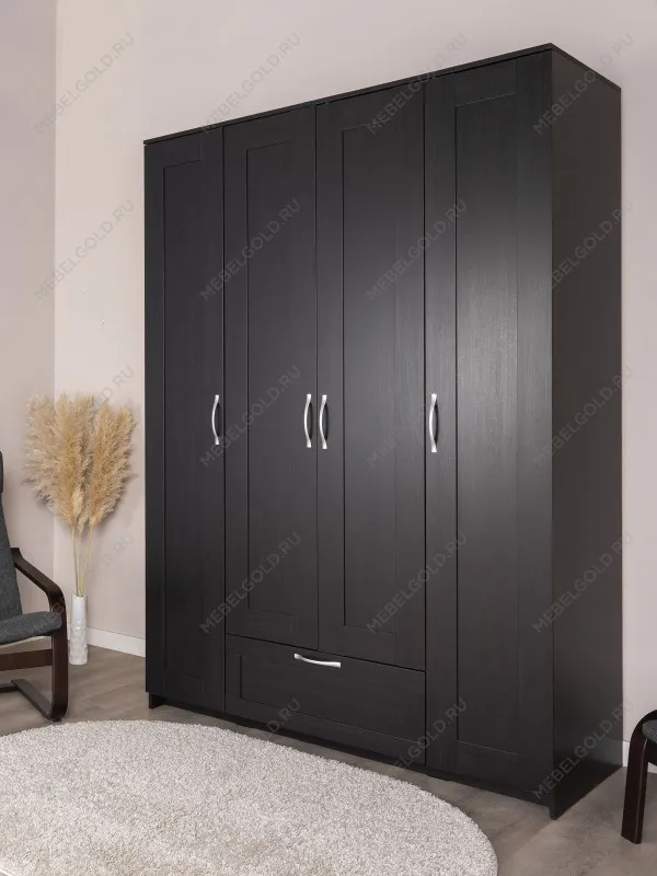 Шкаф Сириус, 4 двери и 1 ящик, 156х59х220 см, черно-коричневый, дуб венге | изображение 5