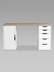 Стол письменный Ингар, с дверцей и 5 ящиками, 140x75x55, белый, столешница дуб беленый | изображение 10