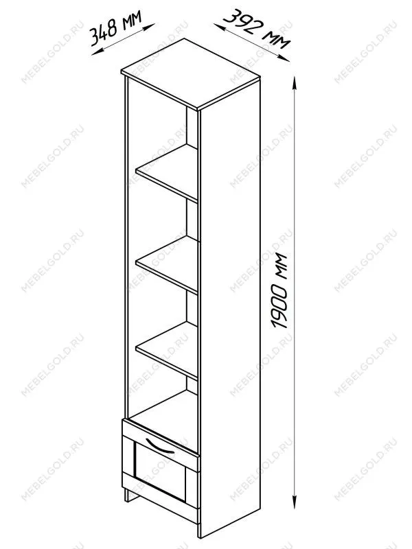 Стеллаж Сириус, 1 ящик, 39х35х190 см, черный, дуб венге | изображение 7