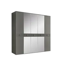 Шкаф 5-ти дверный с зеркалом Римини СОЛО (Серый/Серебро) РМШ1/5(s)