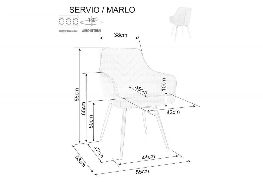 Стул кухонный Signal MARLO Velvet Bluvel 19 поворотный (черный/черный) | изображение 10