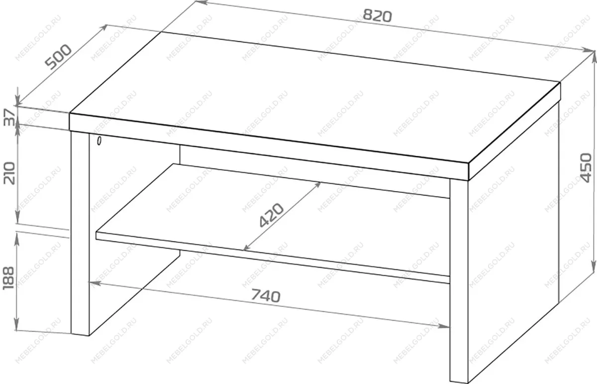 Стол журнальный Энкель, с полкой, 82x50x45 см, белый | изображение 11