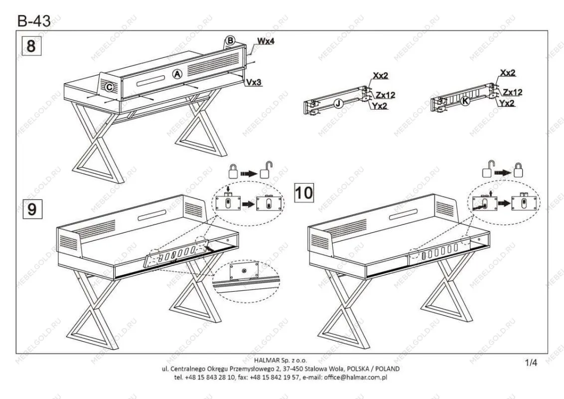 Стол компьютерный Halmar B43 (дуб золотой) | изображение 13
