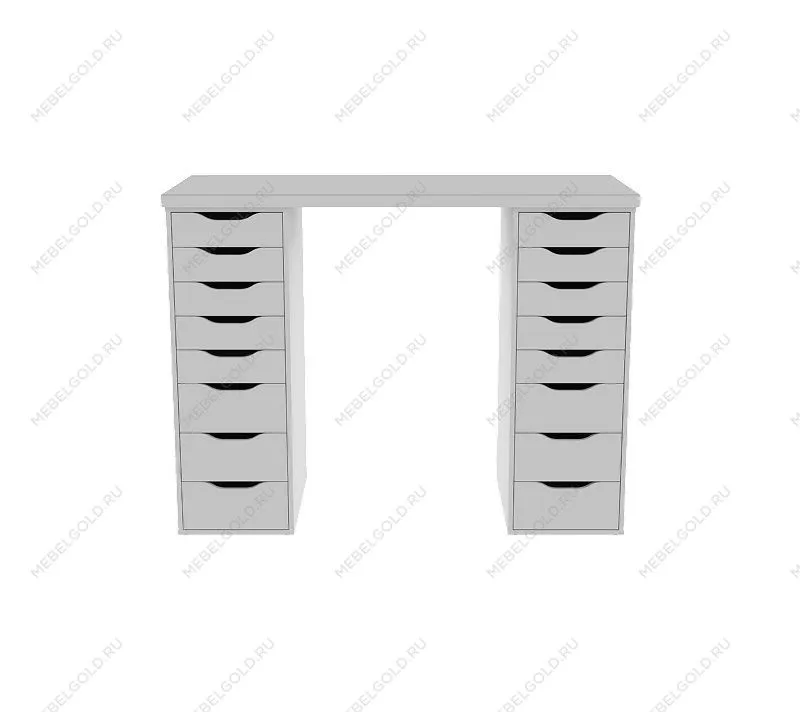 ИНГАР стол письменный ИКЕА / IKEA белый, 140x75, с двумя высокими тумбами | изображение 1