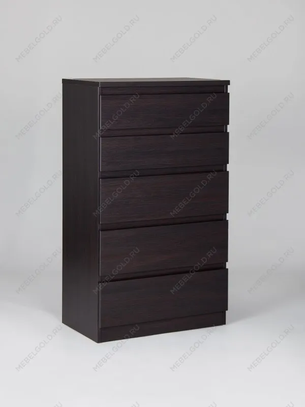 Комод Кастор, 5 ящиков, 65х40х112 см, черно-коричневый, дуб венге | изображение 6