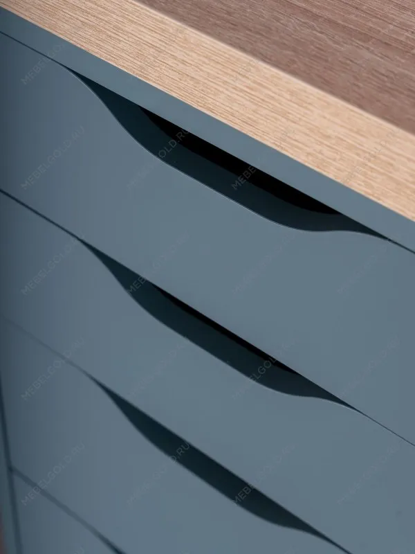 Стол письменный Ингар, 10 ящиков, 140х75х55 см, серо-бирюзовый, столешница дуб беленый | изображение 5