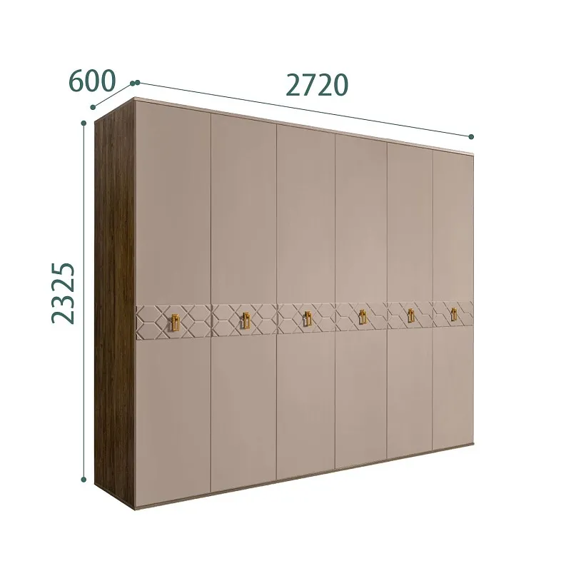 Шкаф 6-ти дв. Bogemia Woodline Fa (Мокка/Золото) БМШ2/6(Fa)