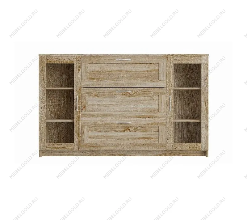 БРИМНЭС / СИРИУС тумба ИКЕА / IKEA 2 двери со стеклом и 3 ящика 156х95 сонома | изображение 1