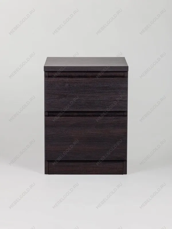 Тумба прикроватная Кастор, 2 ящика, 40х37х49 см, черно-коричневая, дуб венге | изображение 2