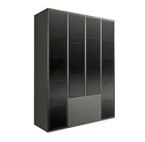 Шкаф 4-х дв. с ящиками Bogemia Air (Серый/Серебро) БМШ2/42(4)