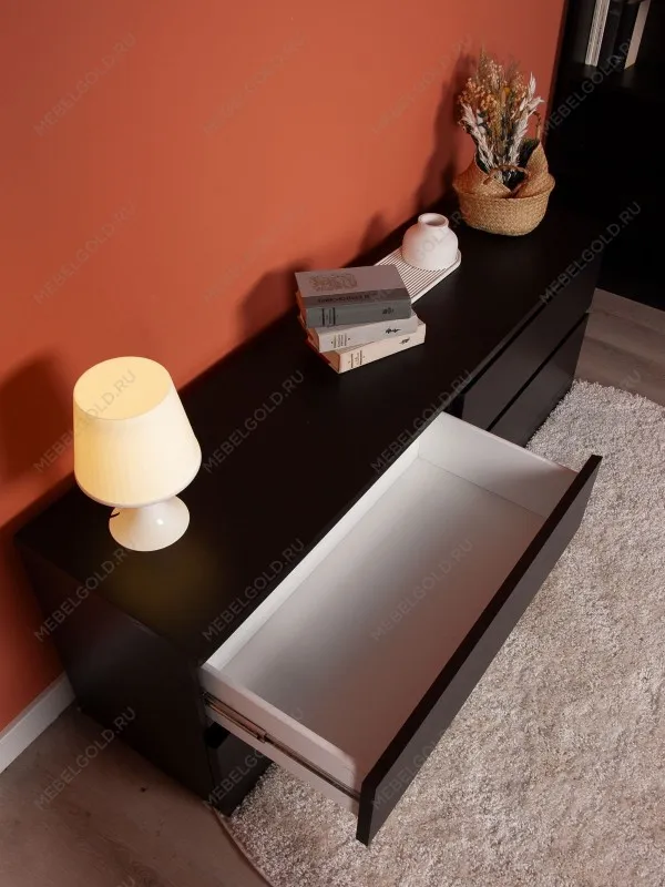 Комод Варма, 4 ящика, горизонтальный, 160х54х40 см, шпон натурального дерева, ясень черный | изображение 8