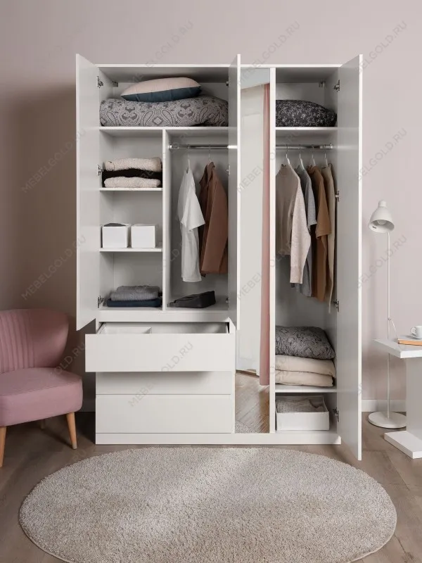 Шкаф распашной Варма СТОР, 144х57х222 см, белый | изображение 1