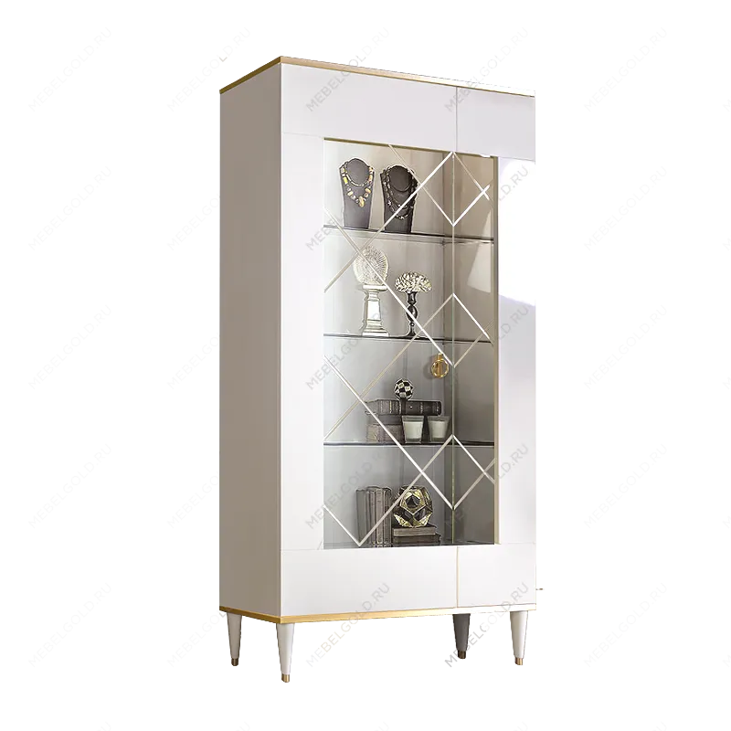 Витрина 2-ств. Римини (Белый/Золото) (Левая) РМВ2-2С