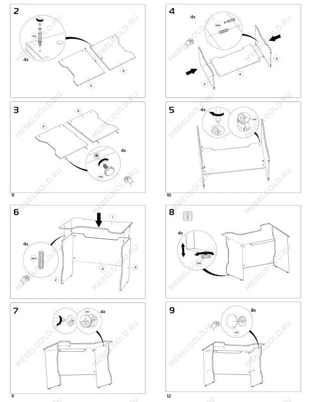 Стол компьютерный Вардиг, 100х75х82 см, белый/красный | изображение 14