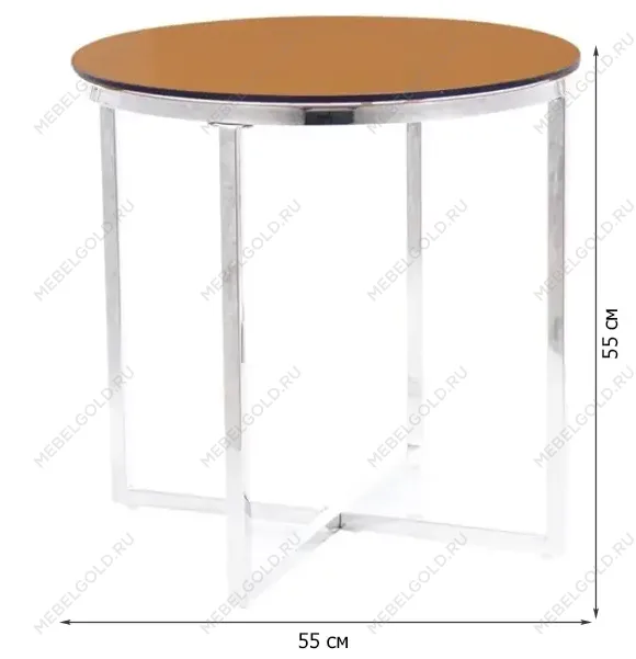 Стол журнальный Signal CRYSTAL B (дымчатый янтарь/серебряный) | изображение 1