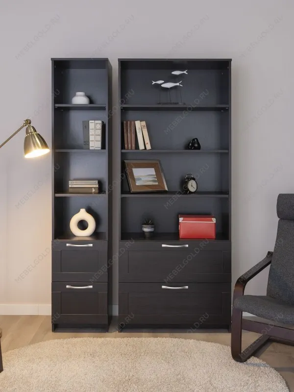 Стеллаж Сириус, 2 ящика, 39х35х190 см, черный, дуб венге | изображение 4