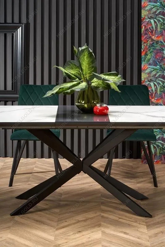 Стол обеденный Halmar DIESEL раскладной (белый мрамор/темно-серый/черный) | изображение 8