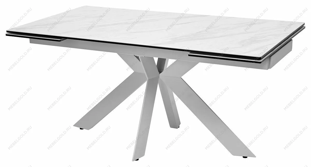 Стол BELLUNO 160 MARBLES KL-99 Белый мрамор матовый, итальянская керамика/белый каркас