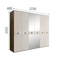 Шкаф 6-ти дв. с зеркалами Bogemia Woodline Wood Fi (Шелк/Хром) БМШ1/6(Wo)