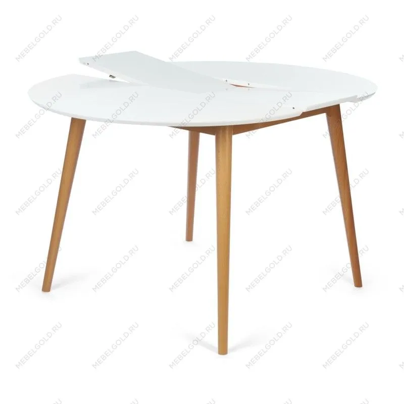 Стол круглый раскладной обеденный BOSCO (Боско) Белый+Натуральный (Бук) | изображение 4