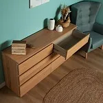 Комод Варма, 6 ящиков, горизонтальный, 160х78х40 см, шпон натурального дерева, дуб беленый | изображение 4