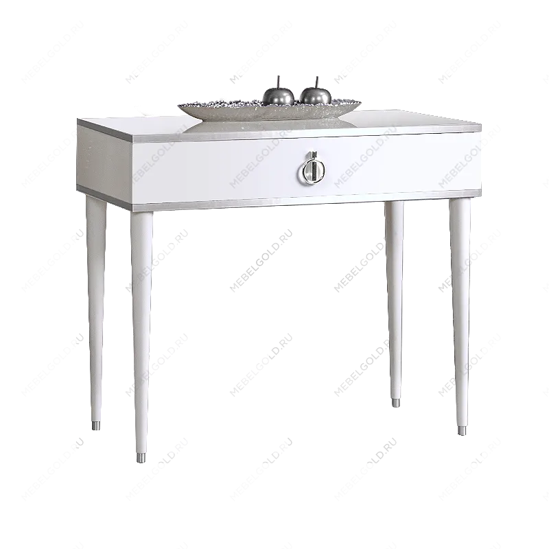 Стол туалетный узкий Римини (Белый/Серебро) РМСТ-1[9]