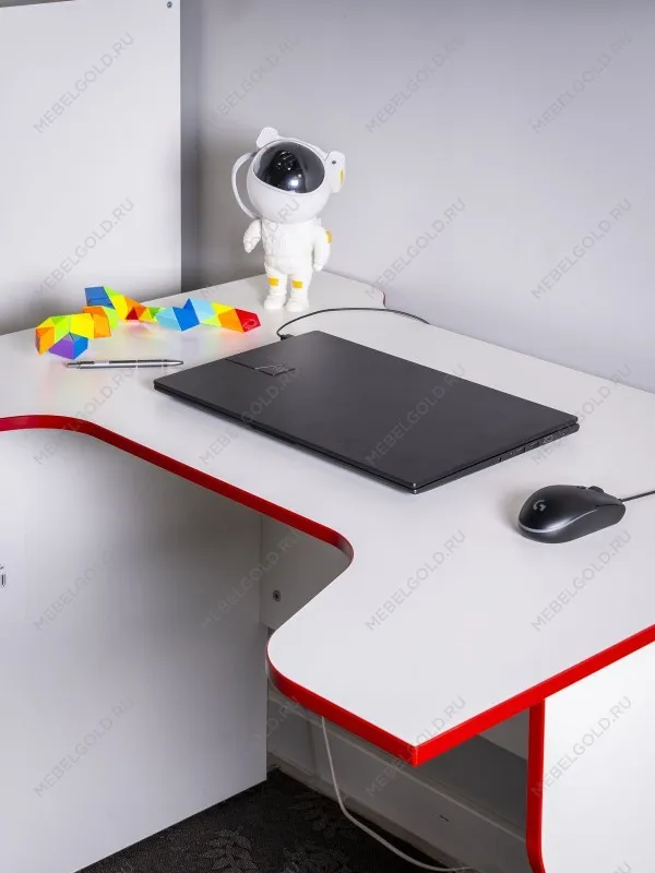 Стол компьютерный Вардиг, 100х75х82 см, белый/красный | изображение 7
