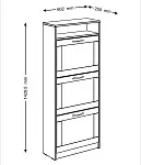 Обувница Сириус с 3 откидными ящиками, 60 х 25 х 143 см, ЛДСП, белая | изображение 12