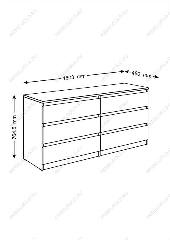 МАЛЬТА комод ИКЕА / IKEA 6 ящиков 160х76 сонома | изображение 3