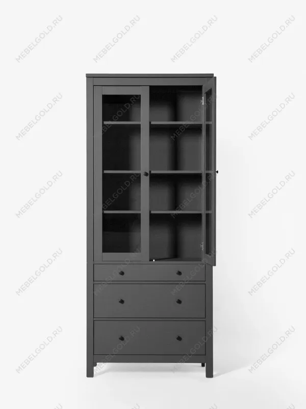 Лобня - Шкаф с витриной Сага, 90х41х215 см, серый | изображение 14