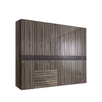 Шкаф 6-ти дверный с ящиками Римини СОЛО (Орех империя/Серебро) РМШ2/61(s)