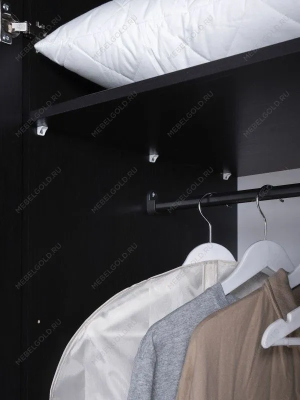 Шкаф Сириус, 2 двери и 1 ящик с зеркалом, 78х59х220 см, черно-коричневый, дуб венге | изображение 2