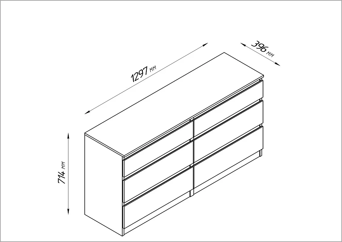 Комод Кастор, 6 ящиков, 129х40х71 см, серый | изображение 19