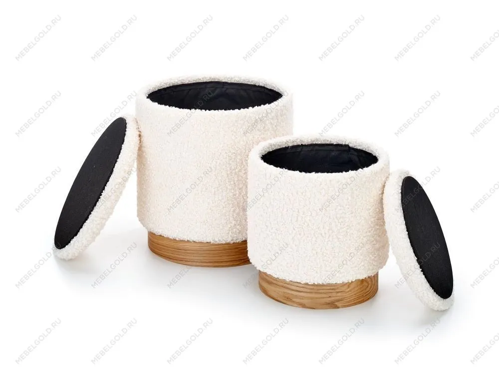 Комплект Halmar CANCUN, 2 пуфа (кремовый/натуральный) | изображение 1