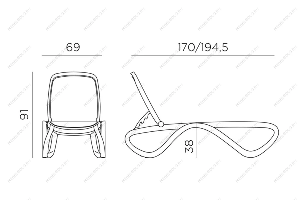 Шезлонг Nardi Omega без подлокотников, бело-бежевый | изображение 6