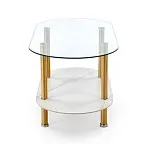 Стол журнальный Halmar DUCAT (белый мрамор/прозрачный/золотой) | изображение 2