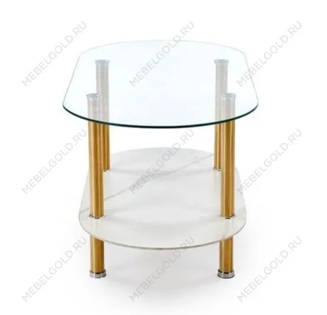 Стол журнальный Halmar DUCAT (белый мрамор/прозрачный/золотой) | изображение 2