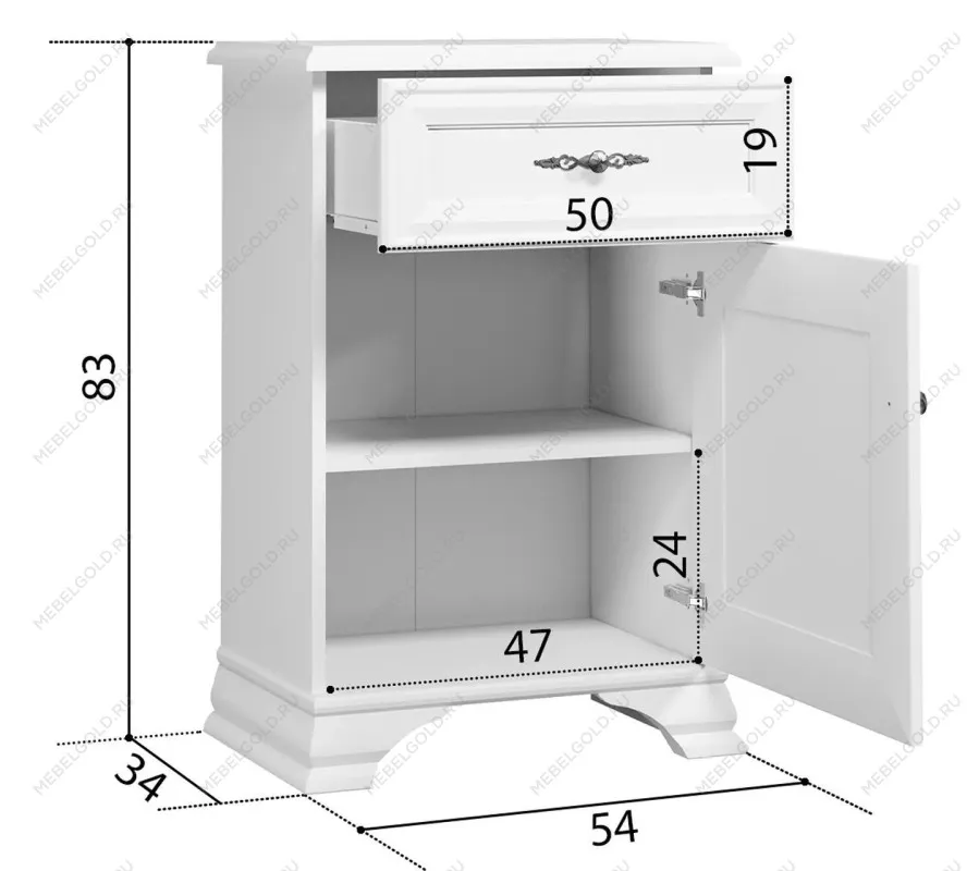 Тумба Кентаки KOM1D1S/P белый | изображение 2
