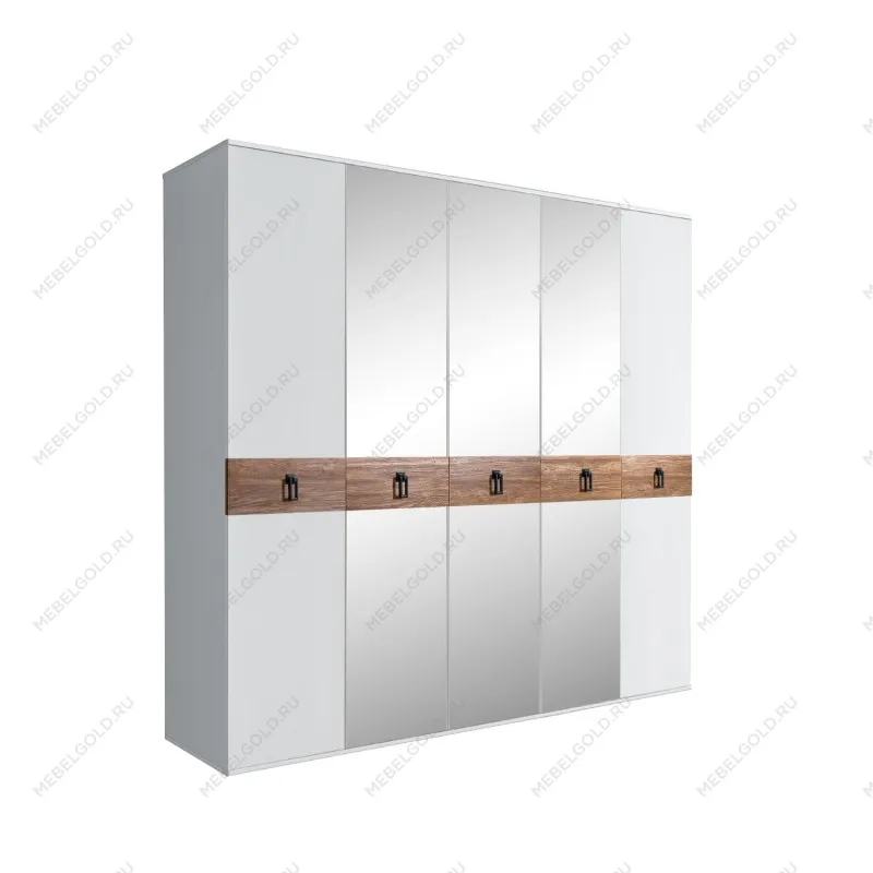 Шкаф 5-ти дв. с зеркалами Bogemia Wood Fa (Белый/Черный) БМШ1/5(Wo)