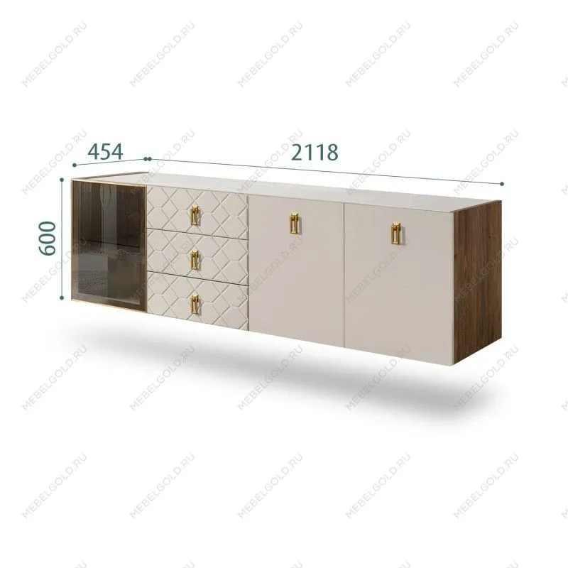 Комод 2.1м Bogemia Woodline Fly Fa (Шелк) (Novabuk/Золото) БМКМ-5[4]