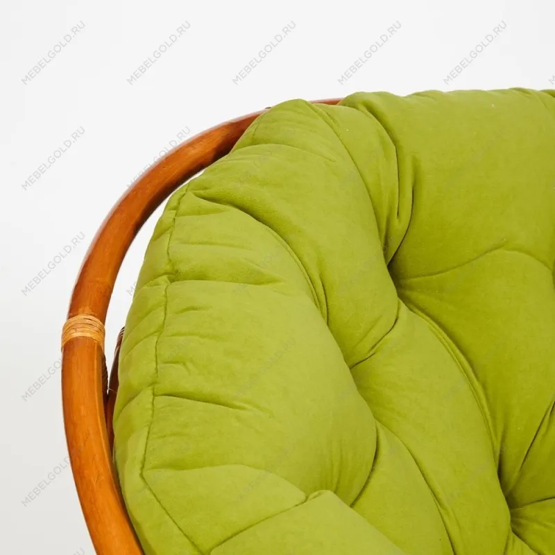 Кресло-качалка Papasan с подушкой Коньяк, флок Олива | изображение 8