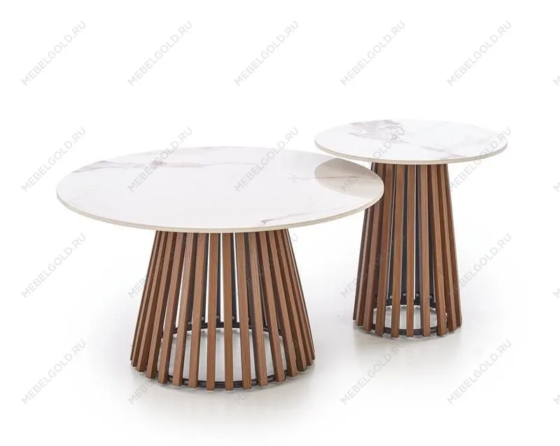 Стол журнальный Halmar CARINA S (бежевый мрамор/орех) | изображение 2