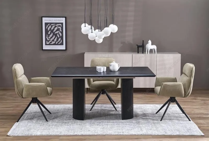 Стол обеденный Halmar BOLERO 160 (черный дуб/черный)